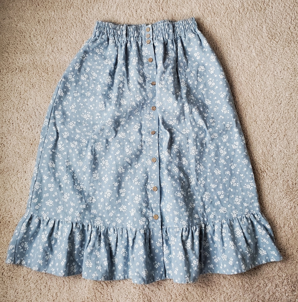Not Perfect Linen Eureka Skirt In Azure Petals